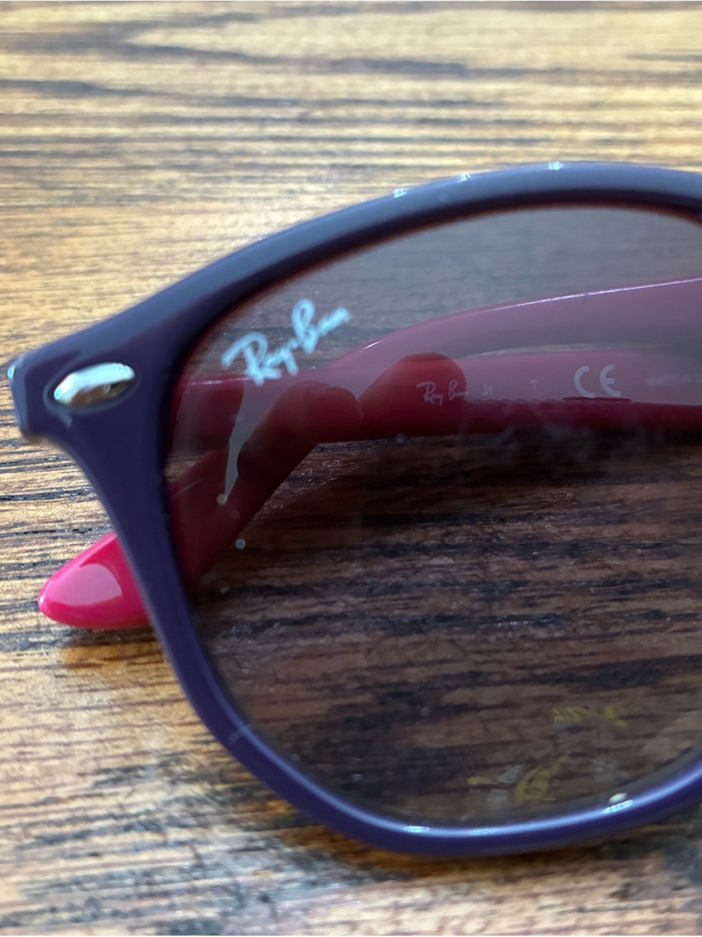 Authentic Ray-Ban Kids Purple Frames with Pink Temples and Blue Pouch - Picture 3 of 7